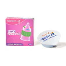 Насадка на член (презерватив з кульками та рядами шипів), рожева Recare Spike Condom Pink