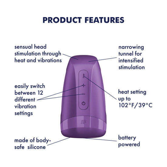 Мастурбатор-імітатор мінету з підігрівом та вібрацією Satisfyer Men Heat Vibration Battery Series