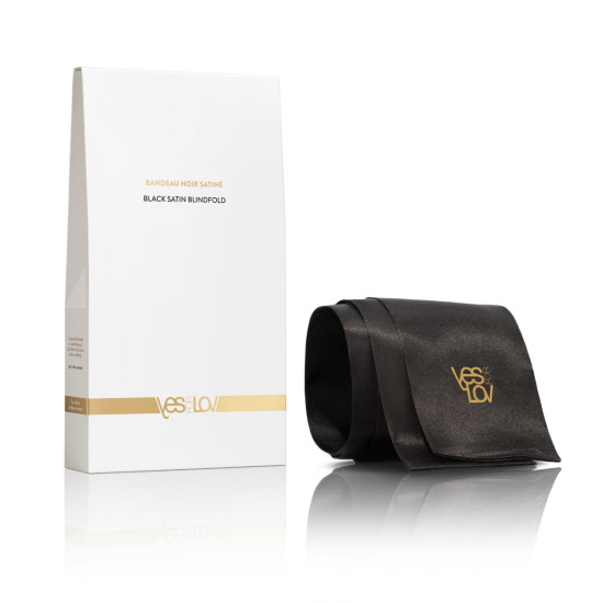 Сатинова пов'язка на очі YESforLOV Black Satin Blindfold (зім'ята упаковка)