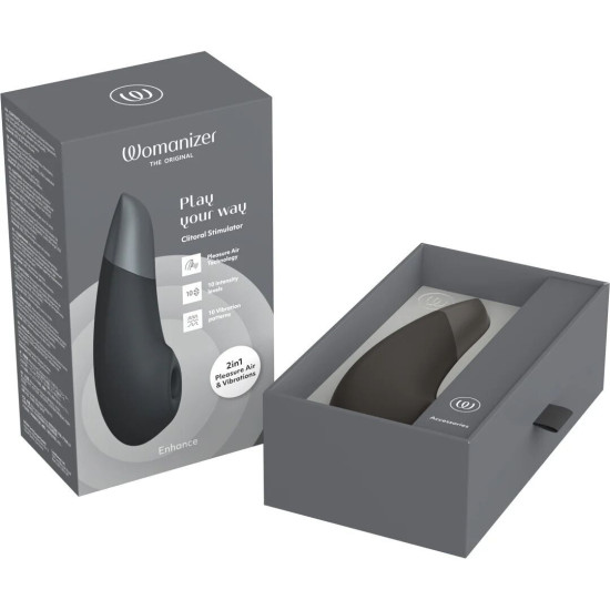 Вакуумний кліторальний стимулятор, чорний Womanizer Enhance Black (прим'ята упаковка!!!)