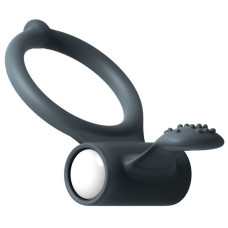 Эрекционное кольцо с вибрацией и язычком со щеточкой, черное Dorcel Power Clit Black V2