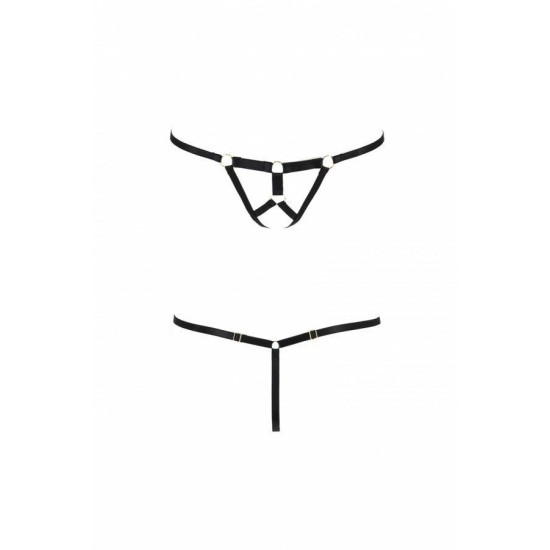 Трусики-стринги из стреп, чёрные ARMANDA THONG Black, L/XL