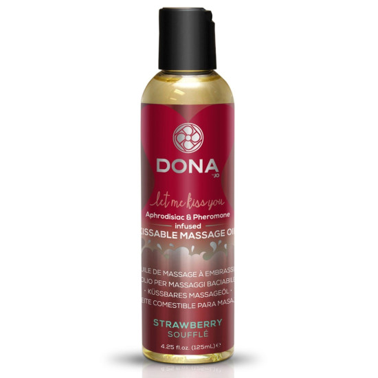 Съедобное массажное масло со вкусом клубничного суфле Dona Kissable Massage Oil Strawberry Souffle, 110 ml