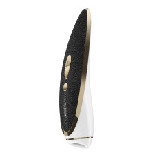 Вакуумный стимулятор люксовый чёрного цвета со вставкой из кожи Satisfyer Luxury Haute Couture Black