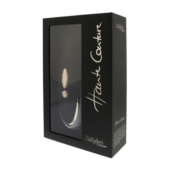 Вакуумний стимулятор люксовий чорного кольору зі вставкою зі шкіри Satisfyer Luxury Haute Couture Black