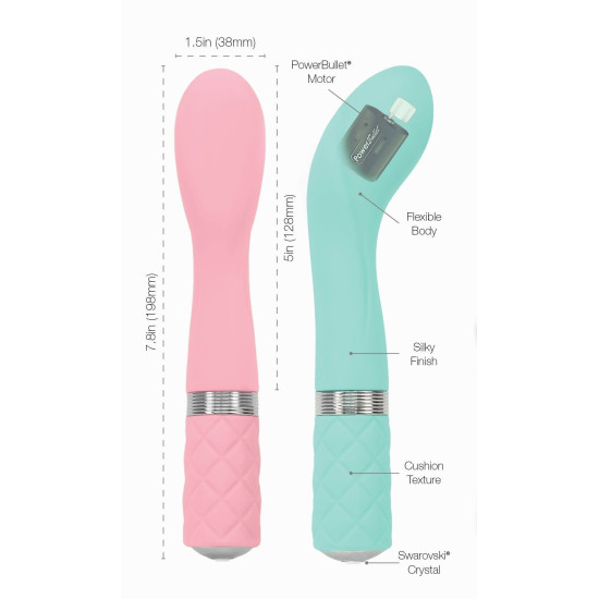 Вибратор для точки G бирюзового цвета с кристаллом Сваровски Pillow Talk Sassy Teal
