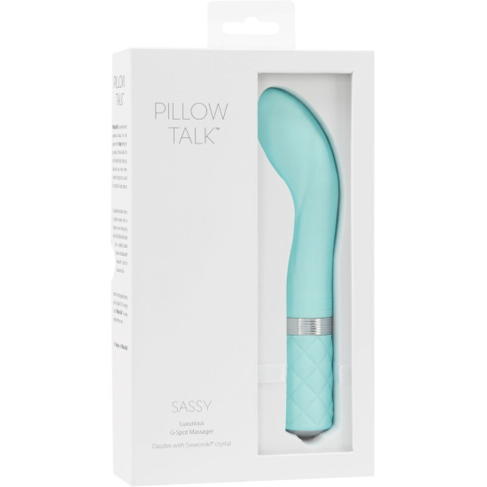Вибратор для точки G бирюзового цвета с кристаллом Сваровски Pillow Talk Sassy Teal