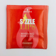 Пробник массажного геля с клубничным вкусом Sensuva Sizzle Lips Strawberry, 6 ml