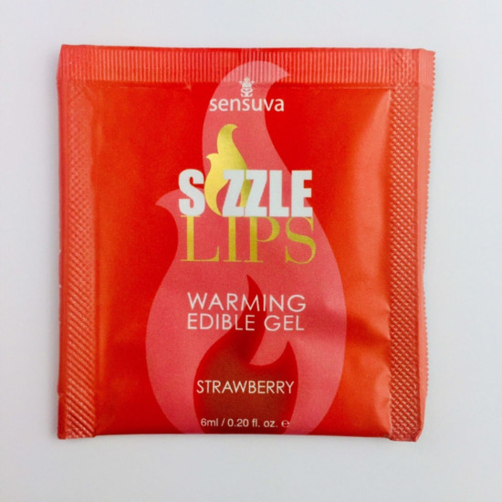 Пробник масажного гелю з полуничним смаком Sensuva Sizzle Lips Strawberry, 6 ml