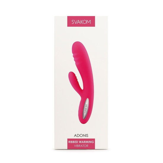 Вібратор-кролик з підігрівом, 48 годин роботи, червоний Svakom Adonis Plum Red