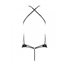 Боді з екошкіри з ремінцями і перфорацією, чорне Passion Tamaris Body Black, S/M