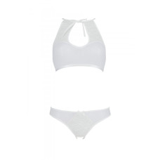 Комплект с ажурным декором и открытым шагом (бра и трусики), белый Passion Ursula Set White, L/XL