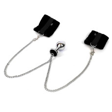 Чорні наручники з металевою анальною пробкою, діаметр 3,4 см Art of Sex Handcuffs With Metal Anal Plug Black, M