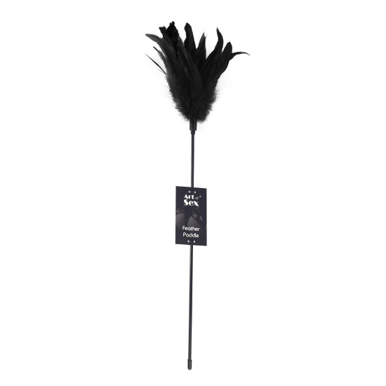 Щекоталка с пером молодого петуха, черная Art of Sex Feather Paddle