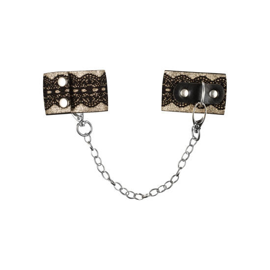 Наручники з блискітками і ланцюгом, чорно-золоті Obsessive A746 Cuffs