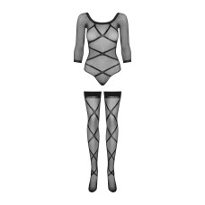 Бодістокінг (панчохи, боді) з декором у вигляді ліній Obsessive Bodystocking G320, S/M/L