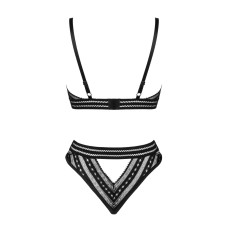 Комплект белья (бюстгальтер, трусики), черный Obsessive Natilya 2-Pcs Set Black, M/L