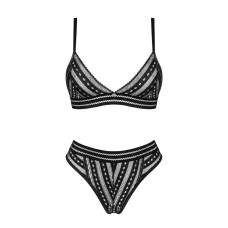 Комплект белья (бюстгальтер, трусики), черный Obsessive Natilya 2-Pcs Set Black, M/L