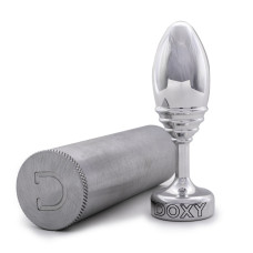 Ребриста металева анальна пробка, діаметр 3,3 см, срібляста DOXY Butt Plug Ribbed
