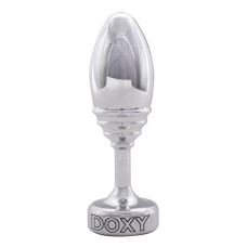 Ребриста металева анальна пробка, діаметр 3,3 см, срібляста DOXY Butt Plug Ribbed