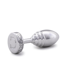 Ребриста металева анальна пробка, діаметр 3,3 см, срібляста DOXY Butt Plug Ribbed