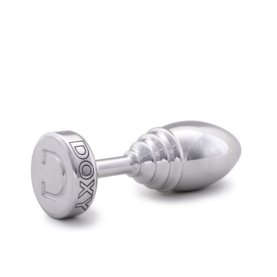 Ребриста металева анальна пробка, діаметр 3,3 см, срібляста DOXY Butt Plug Ribbed