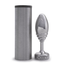 Ребриста металева анальна пробка, діаметр 3,3 см, срібляста DOXY Butt Plug Ribbed