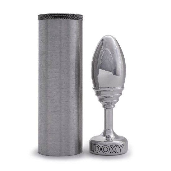 Ребриста металева анальна пробка, діаметр 3,3 см, срібляста DOXY Butt Plug Ribbed