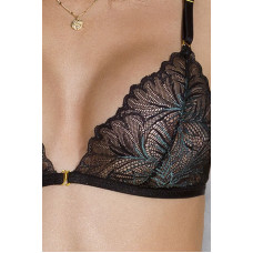 Комплект с открытым доступом (лиф, стринги, пояс для чулок), чёрный Passion Deliena Set Black, S/M