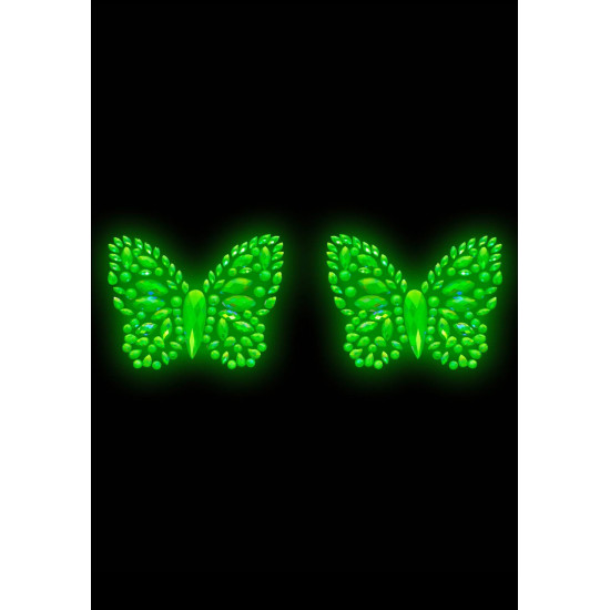 Пэстис-бабочки из кристаллов, светятся в темноте (наклейки) Leg Avenue Chrysallis Nipple Sticker