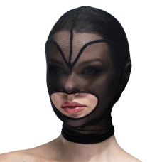 Маска-сердце из сетки с открытым ртом, чёрная Feral Feelings Hearts Mask Black/Black