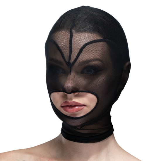 Маска-сердце из сетки с открытым ртом, чёрная Feral Feelings Hearts Mask Black/Black