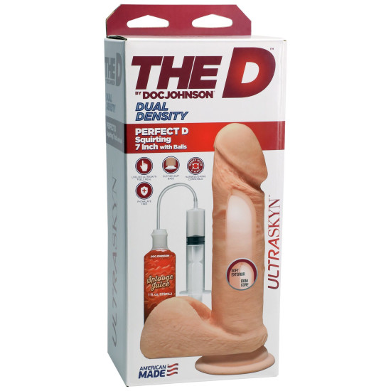 Кінчаючий фалоімітатор, довжина 17,8 см, діаметр 4,3 см - Doc Johnson The D ULTRASKYN Perfect D Squirting 7 Inch