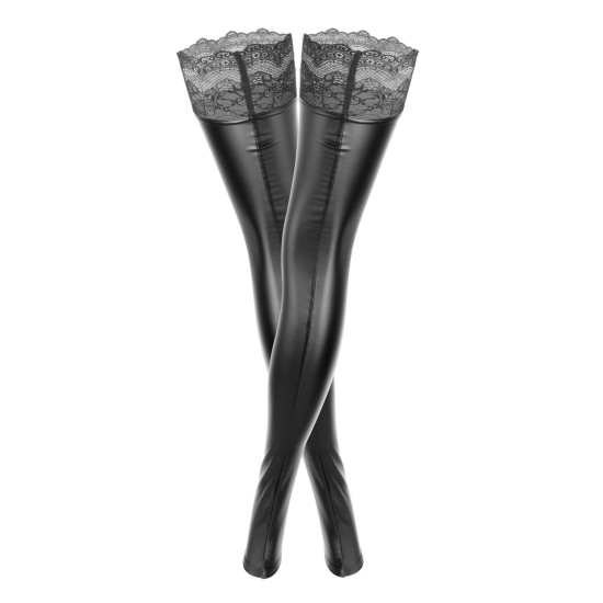 Панчохи з мокрим ефектом без мисків Noir Handmade F135 Powerwetlook Stockings, M