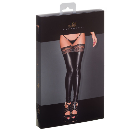 Панчохи з мокрим ефектом без мисків Noir Handmade F135 Powerwetlook Stockings, M