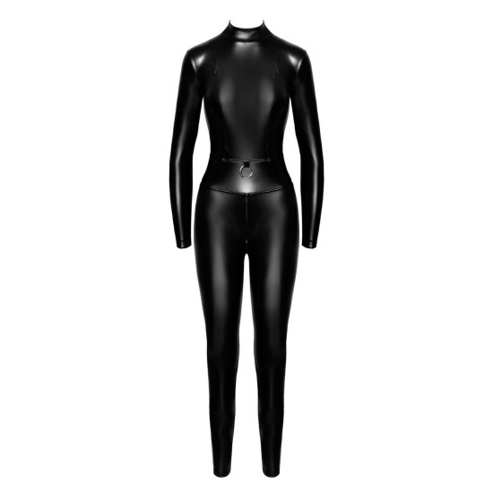 Комбинезон с молниями и кольцом, мокрый эффект Noir Handmade F319 Caged Wetlook Catsuit with Zippers and Ring, S