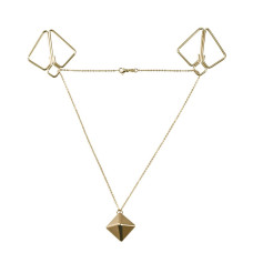 Затискачі для сосків з важкою підвіскою, золотисті Lockink Nipple Clamps with Heavy Pendant Golden