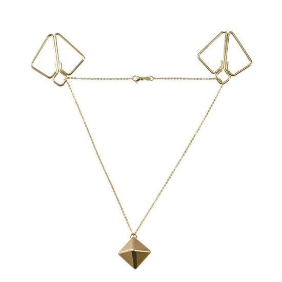 Зажимы для сосков с тяжелой подвеской, золотистые Lockink Nipple Clamps with Heavy Pendant Golden