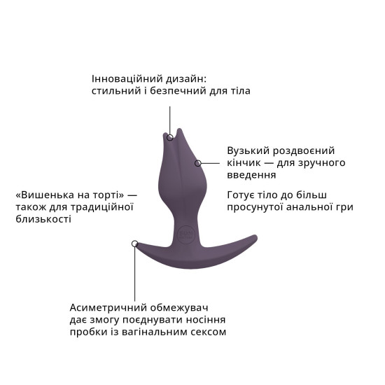 Анальна пробка у вигляді бутона з тонким обмежувачем, діаметр 2,9 см, фіолетова Fun Factory Bootie Fem Purple