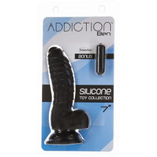 Фаллоимитатор с мошонкой, длина 18 см, вибропуля в подарок, черный Addiction Ben Dildo With Balls Black, 7 inch