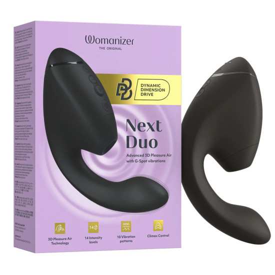 Подвійний вакуумний кліторальний стимулятор з вібрацією, чорний Womanizer Next Duo Black