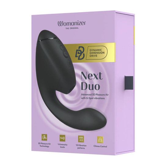 Подвійний вакуумний кліторальний стимулятор з вібрацією, чорний Womanizer Next Duo Black