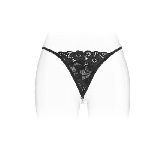 Трусики-стрінги чорного кольору з перловою ниткою Fashion Secret VENUSINA