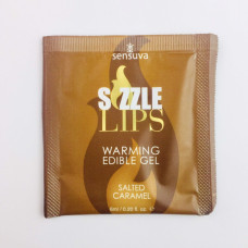 Пробник масажного гелю зі смаком солоної карамелі Sensuva Sizzle Lips Salted Caramel, 6 ml