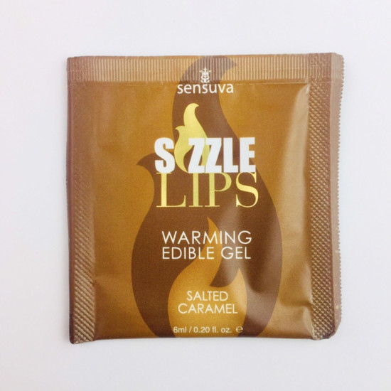 Пробник массажного геля со вкусом соленой карамели Sensuva Sizzle Lips Salted Caramel, 6 ml