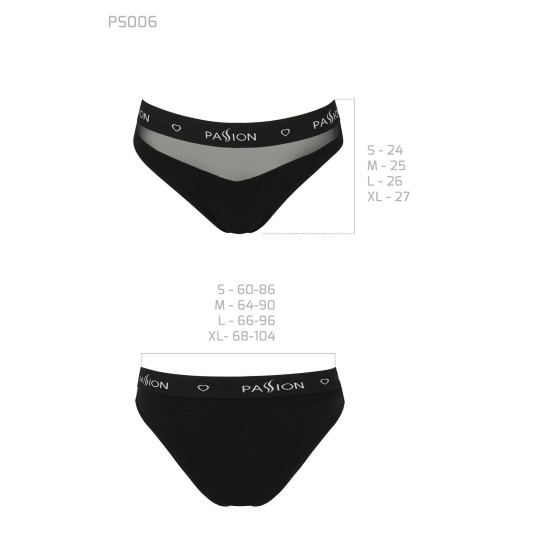 Трусики з прозорою вставкою, чорні Passion PS006 Panties Black, L