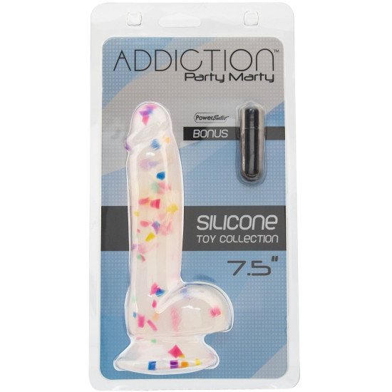Фалоімітатор із конфетті, довжина 19 см, діаметр 3,8 см, Addiction Party Marty, 7.5»