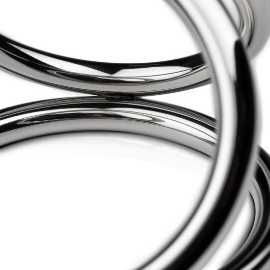 Тройное эрекционное кольцо, средний размер Sinner Gear Unbendable Triad Chamber Metal Cock and Ball Ring Medium