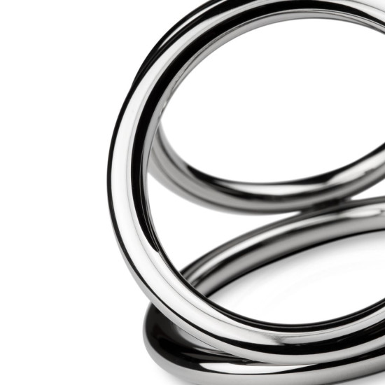 Тройное эрекционное кольцо, средний размер Sinner Gear Unbendable Triad Chamber Metal Cock and Ball Ring Medium