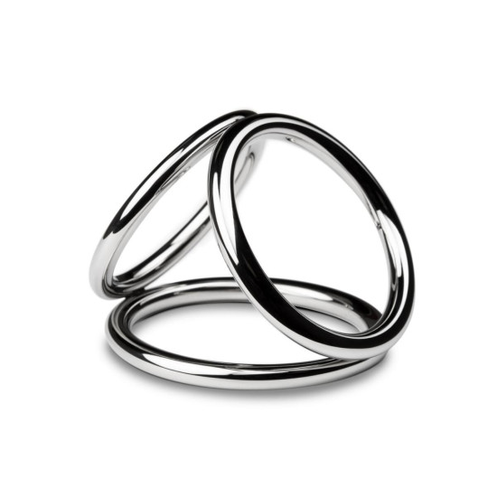 Тройное эрекционное кольцо, средний размер Sinner Gear Unbendable Triad Chamber Metal Cock and Ball Ring Medium